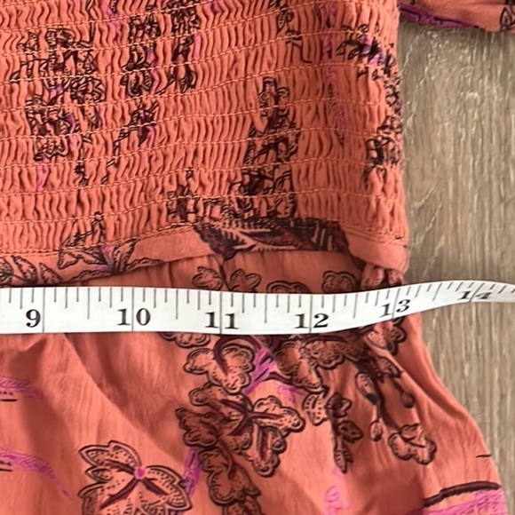 Anthropologie Maeve Birdsong Smocked Puff Sleeve Midi Dress Pink Birds Size M - Picture 11 of 16